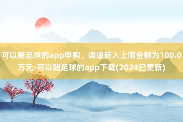 可以赌足球的app申购、调遣转入上限金额为100.0万元-可以赌足球的app下载(2024已更新)