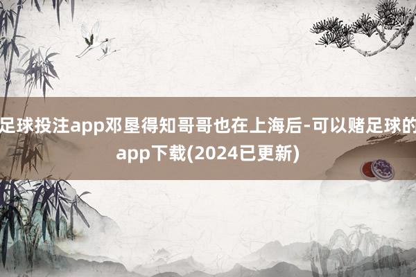 足球投注app邓垦得知哥哥也在上海后-可以赌足球的app下载(2024已更新)