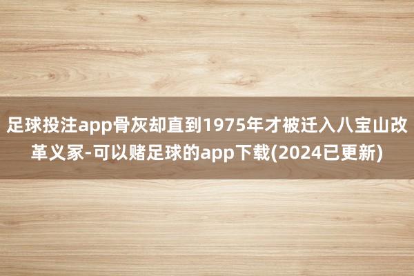 足球投注app骨灰却直到1975年才被迁入八宝山改革义冢-可以赌足球的app下载(2024已更新)