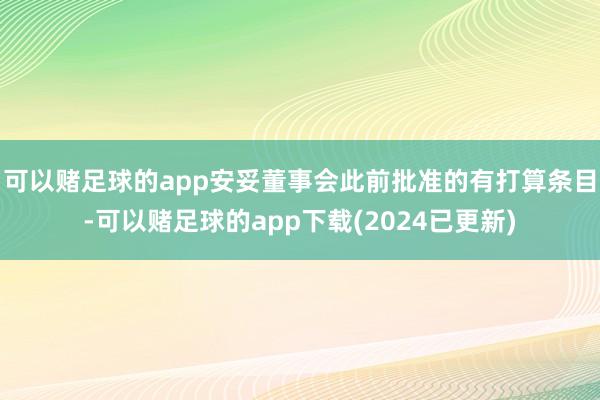 可以赌足球的app安妥董事会此前批准的有打算条目-可以赌足球的app下载(2024已更新)