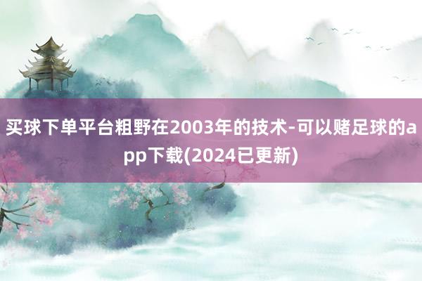 买球下单平台粗野在2003年的技术-可以赌足球的app下载(2024已更新)