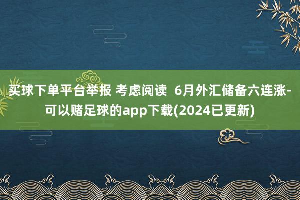 买球下单平台举报 考虑阅读  6月外汇储备六连涨-可以赌足球的app下载(2024已更新)