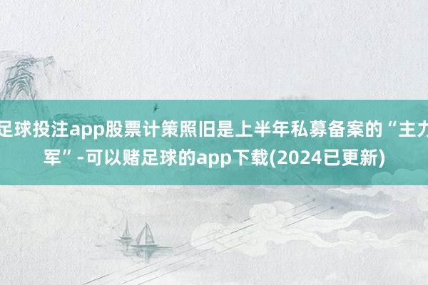 足球投注app股票计策照旧是上半年私募备案的“主力军”-可以赌足球的app下载(2024已更新)