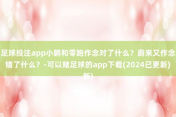 足球投注app小鹏和零跑作念对了什么？蔚来又作念错了什么？-可以赌足球的app下载(2024已更新)