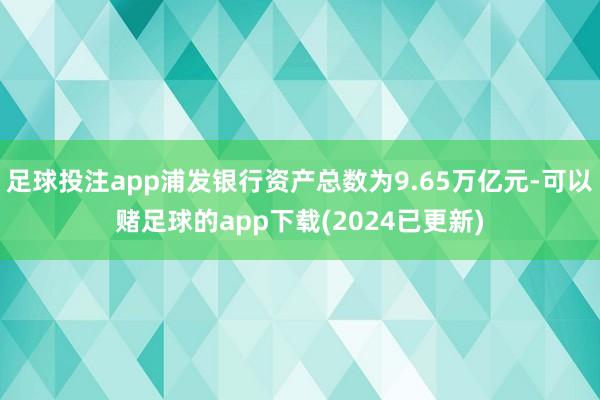 足球投注app浦发银行资产总数为9.65万亿元-可以赌足球的app下载(2024已更新)