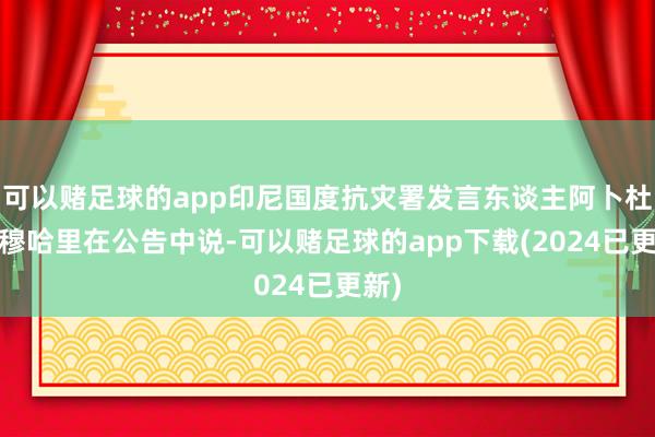 可以赌足球的app印尼国度抗灾署发言东谈主阿卜杜勒·穆哈里在公告中说-可以赌足球的app下载(2024已更新)